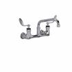 Picture of Encore® 8" OC. Brass Chrome Plated Wall Mount Faucet with 8" Swivel Spout 4" Wrist Blade Handles, Retail Packaging