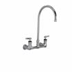 Picture of Encore® 8" OC. Brass Chrome Plated Wall Mount Faucet with 8" Swivel Gooseneck Spout Lever Handles (Retail Packaging)