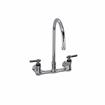 Picture of Encore® 8" OC. Brass Chrome Plated Wall Mount Faucet with 8" Swivel Gooseneck Spout Lever Handles (Retail Packaging)