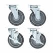 Picture of Caster Kit, Medium Duty 2-3/8" x 3-5/8" Plate Caster With 5" Gray Polyurethane Wheel, 2 Brake And 2 Non-Brake In Retail Box