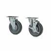 Picture of Caster Kit, Medium Duty 2-3/8" x 3-5/8" Plate Caster With 5" Gray Polyurethane Wheel, 2 Brake And 2 Non-Brake In Retail Box