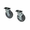 Picture of Caster Kit, Medium Duty 2-3/8" x 3-5/8" Plate Caster With 5" Gray Polyurethane Wheel, 2 Brake And 2 Non-Brake In Retail Box