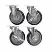 Picture of Caster Kit, Medium Duty 4" x 4" Universal Plate Caster With 5" Blue Polyurethane Wheel, 2 Brake And 2 Non-Brake In Retail Box