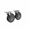 Picture of Caster Kit, Medium Duty 2-3/8" x 3-5/8" Plate Caster With 5" Blue Polyurethane Wheel, 2 Brake And 2 Non-Brake In Retail Box
