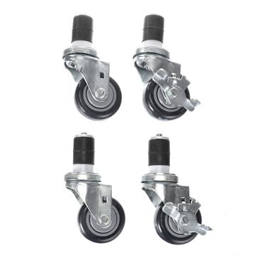 Picture of Caster Kit, Medium Duty 1-1/2" Expanding Stem Caster With 3" Blue Polyurethane Wheel, 2 Brake And 2 Non-Brake In Retail Box