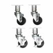 Picture of Caster Kit, 6" OA Medium Duty 3-1/2" Square Plate Adjustable Caster Leg With 3" Black Polyolefin Wheel, 2 Brake And 2 Non-Brake In Retail Box