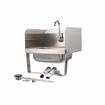 Picture of Encore Wall Mount Type 304 Series Stainless Steel Hand Sink 14" x 10" x 5" Deep with Single Hole, Double Side Splash, Dual knee valve with Gooseneck spout
