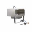 Picture of Encore Wall Mount Type 304 Series Stainless Steel Hand Sink 14" x 10" x 5" Deep with Single Hole, Double Side Splash, Dual knee valve with Gooseneck spout