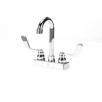 Picture of TOP-LINE® 4" OC Deck Mount Faucet Ceramic Valves 4" Wrist Blade Handles with 3-1/2" Swivel Gooseneck Spout