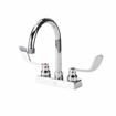 Picture of TOP-LINE® 4" OC Deck Mount Faucet Ceramic Valves 4" Wrist Blade Handles with 6" Swivel Gooseneck Spout