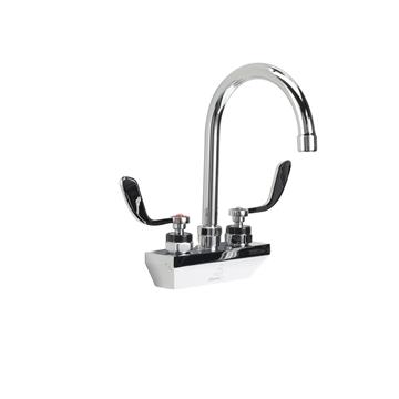 Picture of Encore 4" OC Wall Mount Faucet Ceramic Valves with 6" Rigid Gooseneck Spout and 4" Wrist Blade Handles