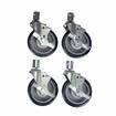 Picture of Caster Kit, Medium Duty 1" Female Collar Caster With 3" Blue Polyurethane Wheel, 4 Brake In Retail Box