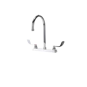 Picture of TOP-LINE® 8" OC Deck Mount Faucet Ceramic Valves 4" Wrist Blade Handles with 8-1/2" Swivel Gooseneck Spout