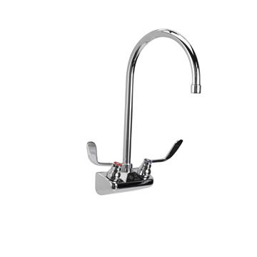 Picture of TOP-LINE® 4" OC Wall Mount Faucet Ceramic Valves with 8-1/2" Swivel Gooseneck Spout and 4" Wrist Blade Handles, Retail Packaging