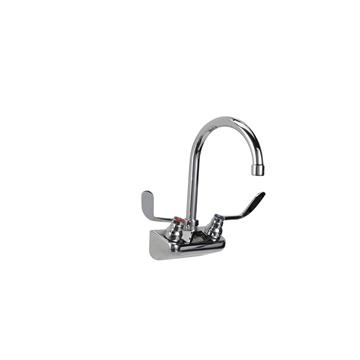 Picture of TOP-LINE® 4" OC Wall Mount Faucet Ceramic Valves with 6" Swivel Gooseneck Spout and 4" Wrist Blade Handles, Retail Packaging