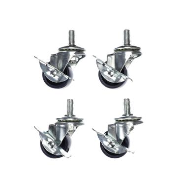 Picture of Caster Kit, Medium Duty 1/2-13 x 1" Threaded Stem Caster With 2" Blue Polyolefin Wheel, 4 Brake In Retail Box
