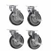 Picture of Caster Kit, Medium Duty 3-1/2" x 3-1/2"  Plate Caster With 5" Blue Polyurethane Wheel, 4 Brake In Retail Box