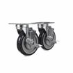 Picture of Caster Kit, Medium Duty 3-1/2" x 3-1/2"  Plate Caster With 5" Blue Polyurethane Wheel, 4 Brake In Retail Box