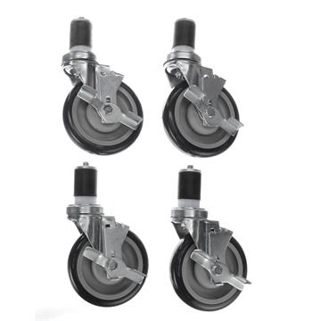 Picture of Caster Kit, Medium Duty 1-5/8" Expanding Stem Caster With 5" Blue Polyurethane Wheel, 4 Brake In Retail Box
