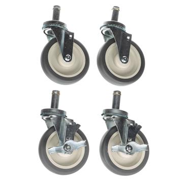 Picture of Caster Kit, Medium Duty .846" x 2-3/4" Spring Ring Stem Caster With 5" Gray Polyurethane Wheel, 2 Brake And 2 Non-Brake In Retail Box