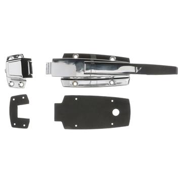Picture of -1/8" to 3/8" Offset Polished Chrome Heavy Duty Walk-In Cooler Door Safety Latch with Cylinder Lock, Strike and Gaskets