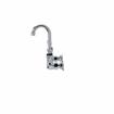 Picture of Encore® 8" OC. Brass Chrome Plated Wall Mount Faucet Ceramic Valves with 3-1/2" Rigid Gooseneck Spout 4" Wrist Blade Handles