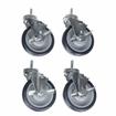 Picture of Caster Kit, Medium Duty 1/2-13 x 1" Threaded Stem Caster With 5" Blue Polyurethane Wheel, 4 Brake In Retail Box