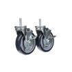 Picture of Caster Kit, Medium Duty 1/2-13 x 1" Threaded Stem Caster With 5" Blue Polyurethane Wheel, 4 Brake In Retail Box