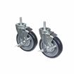 Picture of Caster Kit, Medium Duty 1/2-13 x 1" Threaded Stem Caster With 5" Blue Polyurethane Wheel, 4 Brake In Retail Box
