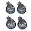 Picture of Caster Kit, Medium Duty 5/8-11 x 1" Threaded Stem Caster With 5" Blue Polyurethane Wheel, 4 Brake In Retail Box