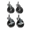 Picture of Caster Kit, Medium Duty .846" x 2-3/4" Spring Ring Stem Caster With 5" Black Polyolefin Wheel, 2 Brake And 2 Non-Brake With Bumpers In Retail Box