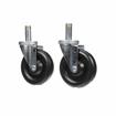 Picture of Caster Kit, Medium Duty .846" x 2-3/4" Spring Ring Stem Caster With 5" Black Polyolefin Wheel, 2 Brake And 2 Non-Brake With Bumpers In Retail Box