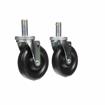 Picture of Caster Kit, Medium Duty .846" x 2-3/4" Spring Ring Stem Caster With 5" Black Polyolefin Wheel, 2 Brake And 2 Non-Brake With Bumpers In Retail Box