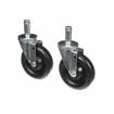 Picture of Caster Kit, Medium Duty .846" x 2-3/4" Spring Ring Stem Caster With 5" Black Polyolefin Wheel, 2 Brake And 2 Non-Brake With Bumpers In Retail Box