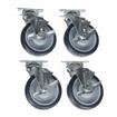 Picture of Caster Kit, Medium Duty 2-3/8" x 3-5/8" Plate Caster With 5" Blue Polyurethane Wheel, 4 Brake In Retail Box