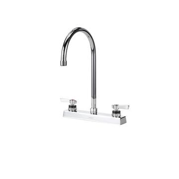 Picture of Encore 8" OC Deck Mount Faucet Ceramic Valves with 8-1/2" Swivel Gooseneck Spout, Retail Packaging